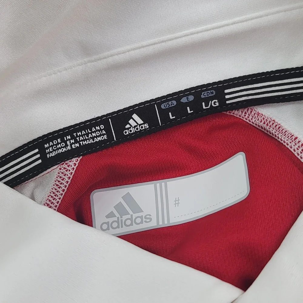 Adidas Polo Shirt Mens L Red White 2 Tone Climalite Golf Athletic 20S001 MINT